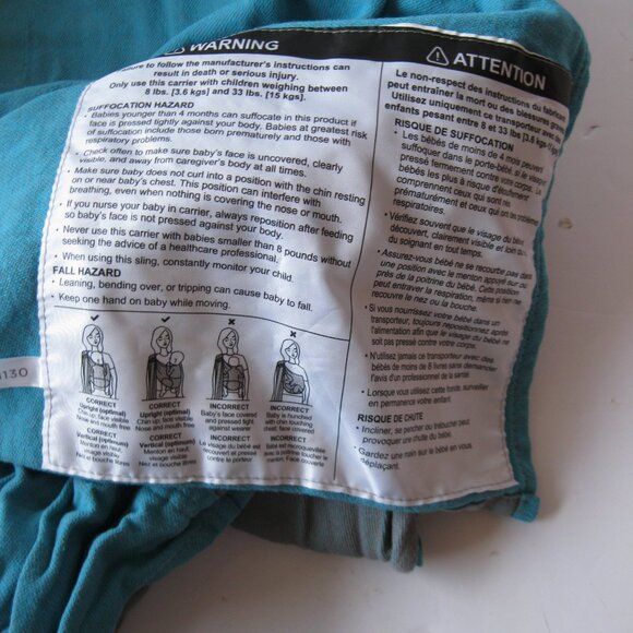 Moby Ring Sling - Turquoise/Grey - Picture 3 of 5